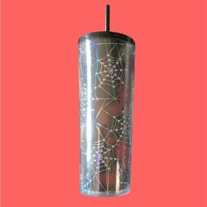 Holographic Spider Web Tumbler with Black Lid and straw. NEW!